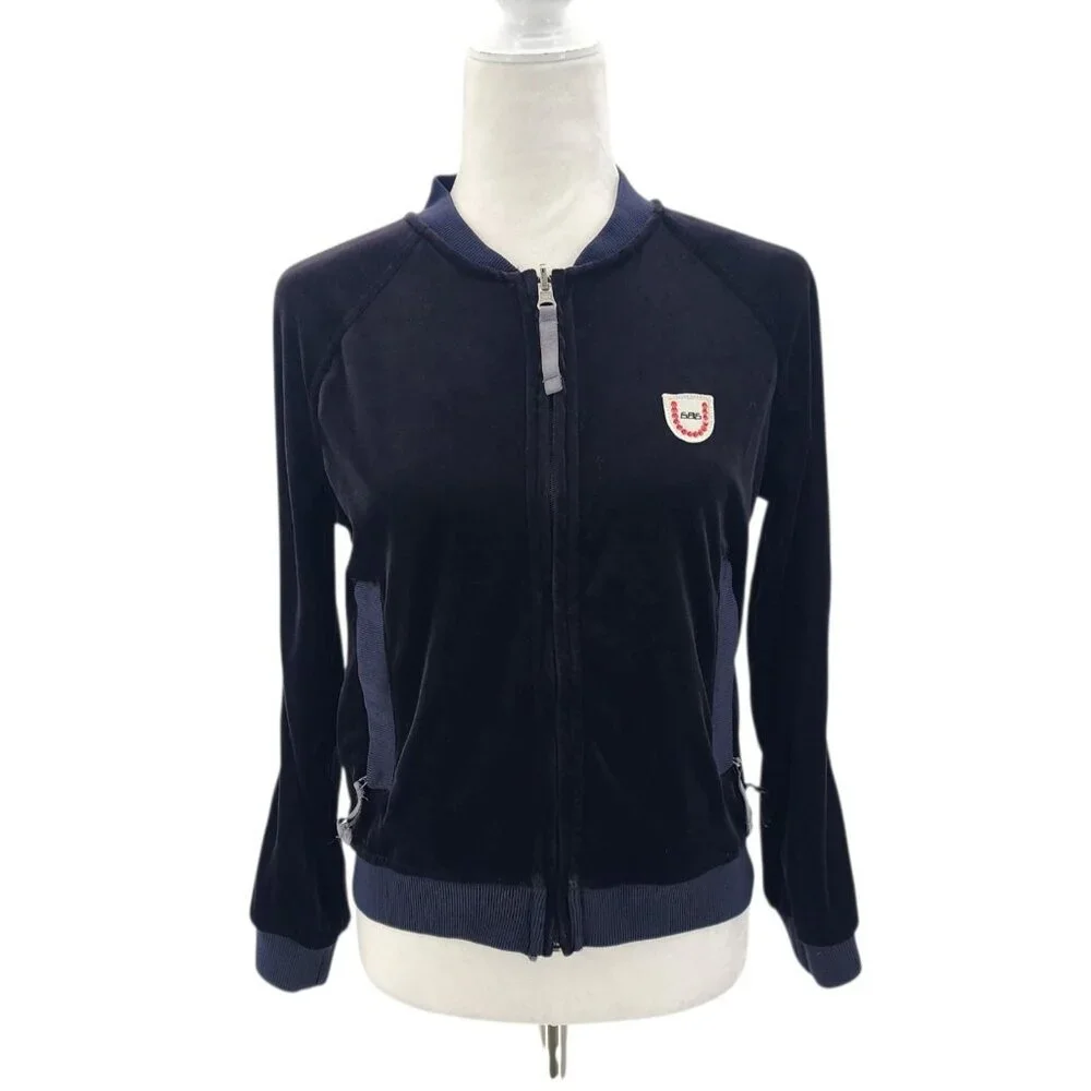 686 Womens Small Jacket Velour Black Zipper Track Track Logo - Picture 9 of 9
